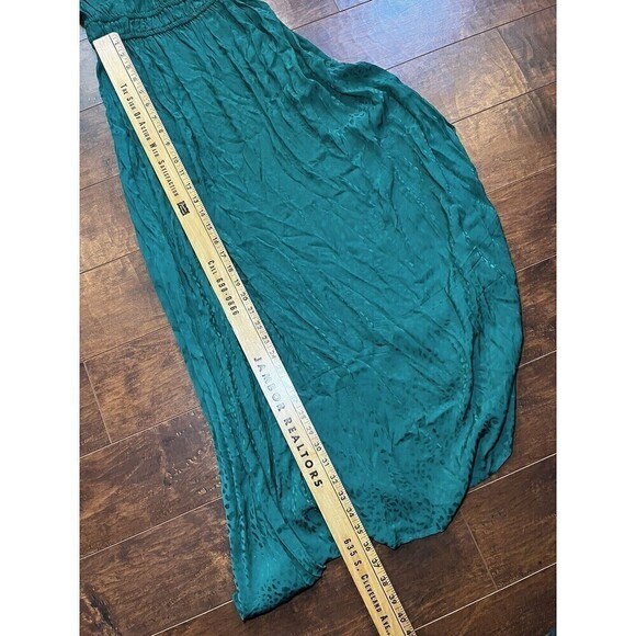 Loft Emerald Satin Cheetah print Cocktail Maxi Dress Sz 2 - Picture 6 of 9